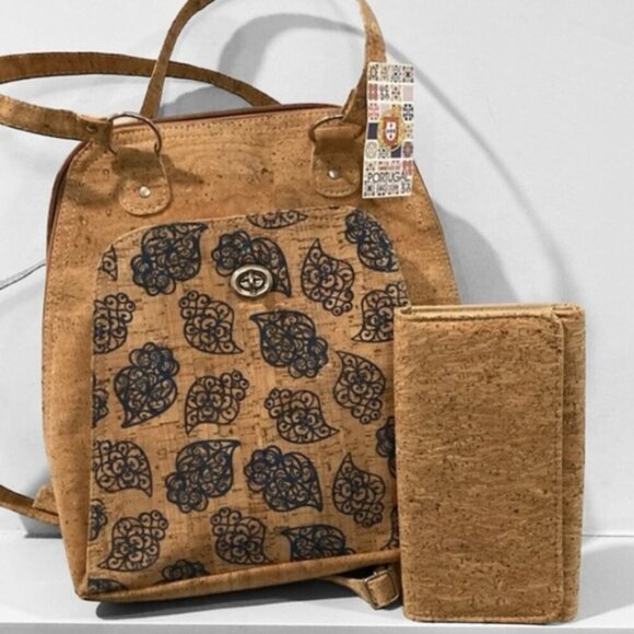 We Are Portugal Cork Brown Brown Cork backpack and wallet - Picture 1 of 16